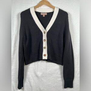 Philosophy Womens Black and White Sweater Cardigan Size L A01